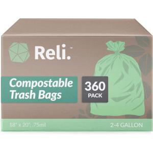 imageReli 4 Gallon Trash Bags  360 Count Bulk  ASTM D6400  Green  EcoFriendly  For Compost