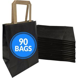 imageReli 90 Pack  8quotx45quotx1025quot Black Paper Bags wHandles  Small Gift BagsShopping Bags  Gifts Shopping Retail Party Favors