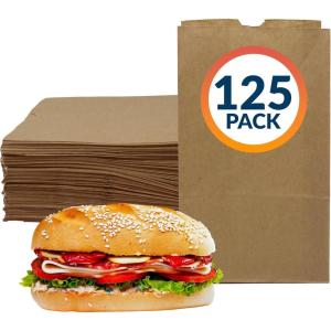 imageReli Brown Paper Lunch Bags 125 Pack  6 lb Brown Lunch Bags Luncheon Sacks for Snacks and Gifts  Medium Size Kraft Paper  Multipurpose for Lunch Snacks Gifts Arts ampamp Crafts DIY