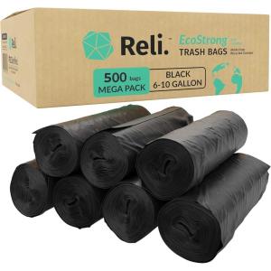 imageReli EcoStrong 610 Gallon Trash Bags  500 Count Bulk  Black  EcoFriendly  Made from Recycled Material1 Count Pack of 500