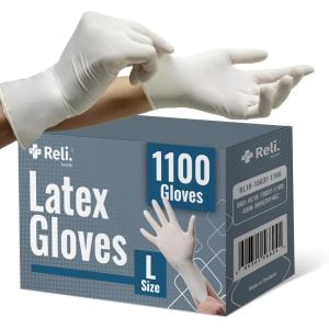 imageReli Large White Latex Disposable Gloves PowderFree NonSterile All Purpose Use 1100 Count