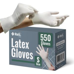 imageReli Latex Gloves Small 550 Bulk Pack  Disposable  PowderFree  White Gloves NonSterile  All Purpose for Cleaning Automotive Cooking Industrial Laboratory  Single Use Small