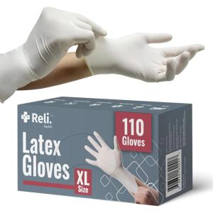 imageReli Latex Gloves XLarge 110 Count Disposable PowderFree White Gloves NonSterile All Purpose  Cleaning Automotive Cooking Industrial Laboratory Single Use