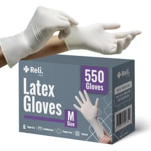 imageReli Medium White Latex Gloves Disposable PowderFree 550 Count
