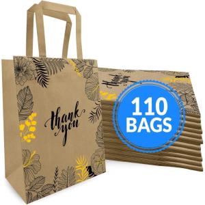 imageReli Paper Bags  110 Pcs Bulk  8quotx45quotx1025quot  Paper Thank You Bags  Brown Kraft Handles  Printed Small Thank You Giftbag for Guests  Gifts Wedding Merchandise Business