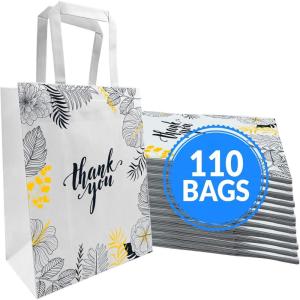 imageReli Paper Bags  110 Pcs Bulk  8quotx45quotx1025quot  Paper Thank You Bags  White Handles  Printed Small Thank You Giftbag for Guests  Gifts Wedding Merchandise Business110 Count Pack of 1