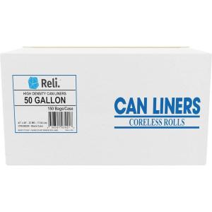 imageReli Premium 50 Gallon Trash Bags  150 Count  Made in USA  Heavy Duty  Bulk  SuperValue  Black MultiUse Garbage Bags