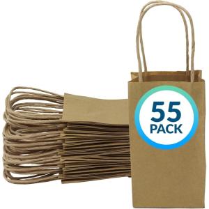 imageReli Small Gift Bags with Handles 55 Pack35x24x625quot  Brown Paper Gift Bags with Handles Kraft Paper  MultiPurpose for Shopping Retail Gifts Takeout DIY Party Favors