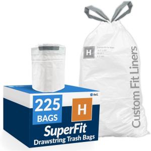 imageReli SuperFit Code H 225 Count  Compatible with Simplehuman Code H  Custom Fit Liners  Drawstring Trash Bags  3035 Liter  89 Gallon  White  Roll Pack