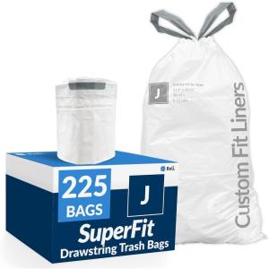 imageReli SuperFit Code J 225 Count  Compatible with Simplehuman Code J  Custom Fit Liners  Drawstring Trash Bags  3045 Liter  812 Gallon  White  Roll Pack
