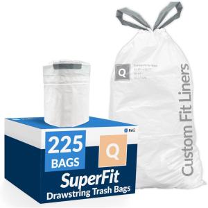 imageReli SuperFit Code Q 225 Count  Compatible with Simplehuman Code Q  Custom Fit Liners  Drawstring Trash Bags  5065 Liter  1317 Gallon  White  Roll Pack