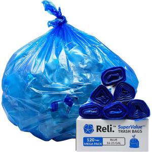 imageReli SuperValue 1625 Gallon Recycling Bags  120 Count  Blue Trash Bags