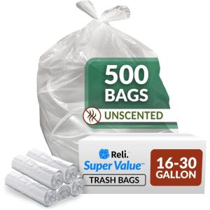 imageReli SuperValue 1625 Gallon Trash Bags 500 Count Bulk Clear Garbage bags