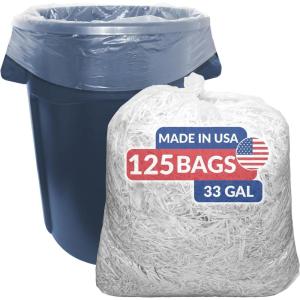 imageReli SuperValue 33 Gallon Trash Bags  125 Count  Made in USA  Heavy Duty  Clear MultiUse Garbage Bags