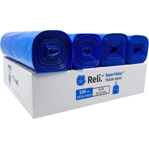 imageReli SuperValue 4045 Gallon Recycling Bags  100 Count  Blue Trash Bags