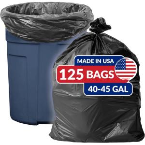 imageReli SuperValue 4045 Gallon Trash Bags  125 Count  Made in USA  Heavy Duty  Black MultiUse Garbage Bags