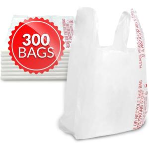 imageReli TShirt Bags 300 Count Plastic Bags  Bulk Grocery ampamp Shopping  White TShirt Sacks in Bulk 115quot x 65quot x 21quot
