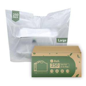 imageReli To GoTake Out Bags 250 Count BulkLarge 23quotL x 12quot W x 125quotH Reusable Plastic Bags with Handles  Die Cut Handle  Plastic  Use for Shopping Business Carry Out Restaurant