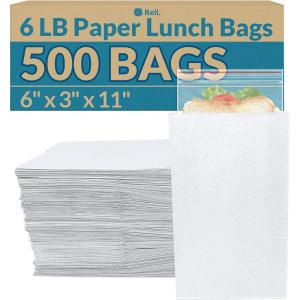 imageReli White Paper Bags  500 Count  Paper Lunch Bags Ideal for Small Lunches and Crafts  Perfect for Sandwiches and Snacks