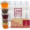 imageReli 4 oz Small Containers with Lids 250 Sets  Jello Shot Cups with Lids  Clear Plastic Condiment Containers  Portion Cups Sauce Souffle  Stackable  Bulk