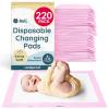 imageReli Disposable Changing Pads for Baby 220 Pack  Disposable Diaper Changing Pads 13quot x 18quot  Super Absorbent LeakProof Liners  Waterproof Quick Dry Underpads PinkWhite