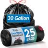 imageReli 30 Gallon Trash Bags Drawstring 25 Count  Black Trash Bags 30 Gallon  Strong Large Garbage Bags for Home ampamp Outdoor Use  Heavy Duty Drawstring