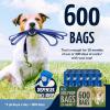 imageReli Biodegradable Dog Poop Bags Rolls 600 Pack 40 Rolls  9quotx13quot Poop Bags for Dogs  Unscented Leak Proof Oxobiodegradable Pet Waste Clean Up  Blue  Leash Clip Holder Included