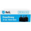 imageReli 39 Gallon Trash Bags Drawstring 200 Count Bulk Large 39 Gallon Heavy Duty Drawstring Trash Bags  Black Garbage 39Gal Capacity Lawn Leaf 39Gal1 Count Pack of 200