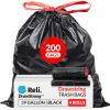 imageReli 39 Gallon Trash Bags Drawstring 200 Count Bulk Large 39 Gallon Heavy Duty Drawstring Trash Bags  Black Garbage 39Gal Capacity Lawn Leaf 39Gal1 Count Pack of 200