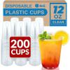 imageReli Plastic Cups 12 oz 200 Pack  Clear Plastic Cups Disposable  PET Clear Disposable Bulk  12 oz PET Containers for Iced Coffee Smoothies Cold Drinks Party