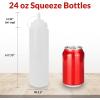 imageReli Plastic Squeeze Bottles 24 oz  10 Pack  Condiment Squeeze Bottles for Sauces  Clear wTethered Caps  24 Ounce Hot Sauce Ketchup  Condiments Olive Oil Liquids