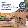 imageReli Reusable Thank You Bags  125 Pack 2 Mil  BrownKraft Shopping Bags Plastic  12quot L x 675quot W x 14quot H  Ideal for Groceries Retail Food Take OutTo Go Small Business