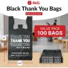 imageReli Thank You Plastic Bags  100 Pack  115quot x 65quot x 21quot Black  Plastic Bags with Handles  Ideal for Grocery Shopping Food Take Out Restaurants Small Business
