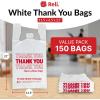 imageReli Thank You Plastic Bags  150 Pack  115quot x 65quot x 21quot White  Plastic Bags with Handles  Ideal for Grocery Shopping Food Take Out Restaurants Small Business