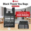 imageReli Thank You Plastic Bags  300 Pack  115quot x 65quot x 21quot Black  Plastic Bags with Handles  Ideal for Grocery Shopping Food Take Out Restaurants Small Business