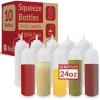 imageReli Plastic Squeeze Bottles 24 oz  10 Pack  Condiment Squeeze Bottles for Sauces  Clear wTethered Caps  24 Ounce Hot Sauce Ketchup  Condiments Olive Oil Liquids