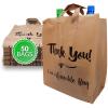 imageReli Reusable Thank You Bags  50 Pack 2 Mil  BrownKraft Shopping Bags Plastic  12quot L x 675quot W x 14quot H  Ideal for Groceries Retail Food Take OutTo Go Small Business