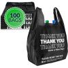 imageReli Thank You Plastic Bags  100 Pack  115quot x 65quot x 21quot Black  Plastic Bags with Handles  Ideal for Grocery Shopping Food Take Out Restaurants Small Business