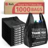 imageReli Thank You Plastic Bags  1000 Pack  115quot x 65quot x 21quot Black  Plastic Bags with Handles  Ideal for Grocery Shopping Food Take Out Restaurants Small Business