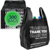 imageReli Thank You Plastic Bags  300 Pack  115quot x 65quot x 21quot Black  Plastic Bags with Handles  Ideal for Grocery Shopping Food Take Out Restaurants Small Business
