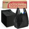 imageReli Tshirt Plastic Bags  1050 Pack  Black Plastic Bags with Handles Plain  Ideal for Grocery Shopping Food Take OutTo Go Small Business
