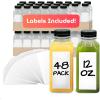 imageReli Plastic Juice Bottles 48 Pack 12 oz Square Plastic Juice Bottles with Caps ampamp Sticker Labels  Clear Empty for Juicing 12oz  Disposable Smoothies