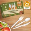 imageReli Compostable Utensils Set 360 Pack  120 Ea Knives ForksSpoons Disposable Utensils Heavy Duty  Compostable Cutlery Set for Party Events  BPA Free CornstarchComposting Flatware White