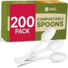 imageReli Compostable Spoons 200 Pack  Soup Spoons Disposable Utensils Heavy Duty  Compostable Utensils Cutlery for Party Hot Food Party Supplies  BPA Free Cornstarch White
