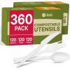 imageReli Compostable Utensils Set 360 Pack  120 Ea Knives ForksSpoons Disposable Utensils Heavy Duty  Compostable Cutlery Set for Party Events  BPA Free CornstarchComposting Flatware White
