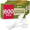 imageReli Compostable Spoons 600 Pack  Soup Spoons Disposable Utensils Heavy Duty  Compostable Utensils Cutlery for Party Hot Food Party Supplies  BPA Free Cornstarch White