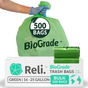 imageReli Biodegradable 1625 Gallon Trash Bags  500 Count Bulk  ASTM D6954  Green  EcoFriendly  Oxobiodegradable Under Certain Conditions See Product Description1 Count Pack of 500