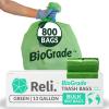 imageReli Biodegradable 13 Gallon Trash Bags  800 Count Bulk  ASTM D6954  Green  EcoFriendly  Oxobiodegradable Under Certain Conditions See Product Description1 Count Pack of 800