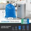 imageReli 13 Gallon Trash Bags Drawstring 50 Count  Tall Kitchen Garbage Bags  Blue Recycling Bags  Unscented 13 Gallon Trash Bags for Kitchen Office Use  Blue Trash Can Liners wDrawstring