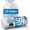 imageReli 30 Gallon Trash Bags Drawstring 50 Count  Clear Recycling Bags  Strong Large Garbage Bags  Unscented 30 Gallon Trash Bags for Home  Heavy Duty Drawstring